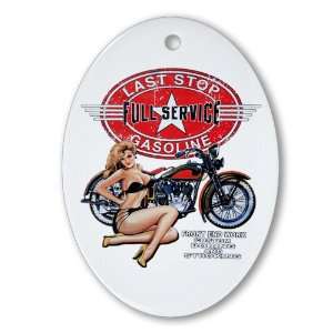  Ornament (Oval) Last Stop Full Service Gasoline Motorcycle 