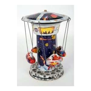  Schylling SPACE STATION ROCKET Spinning CAROUSEL Tin Wind 