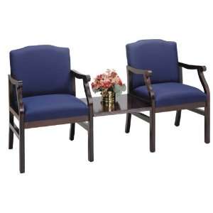  2 Guest Chairs w/ Center Table Avon Black Fabric/Natural 