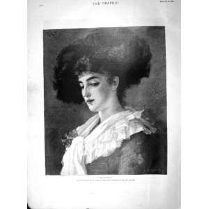  1894 Antique Portrait Beautiful Lady Woman Dolores