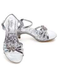Fabulous Toddler Little Girls Silver Jewel Butterfly Dress Heel Shoe 4 