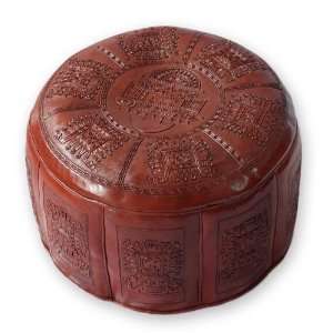  Tooled leather pouf chair, Luxury