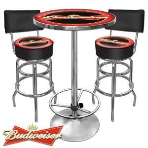   Quality Ultimate Budweiser Gameroom Combo   2 Bar Stools and Table