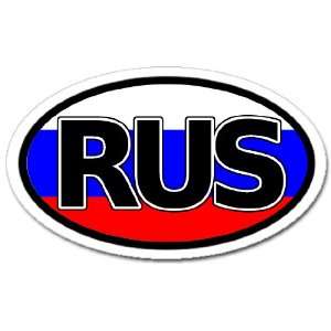  RUS Russia and Russian Flag Car Bumper Sticker Decal Oval 