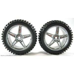  06026 CHROME 1/10 SCALE RC BUGGY REAR WHEEL COMPLETE X2 