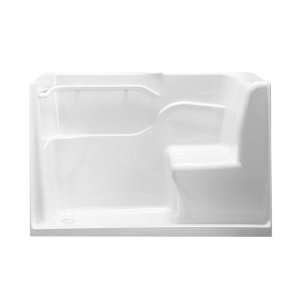   White One Piece Acrylic Seated Safety Shower   Left Hand Drain, Wrap A