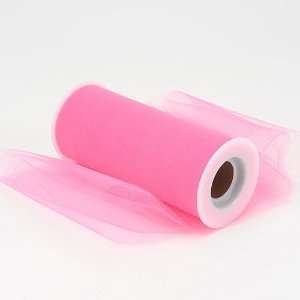  Premium Nylon Tulle Fabric 6 inch 25 Yards, Shocking Pink 