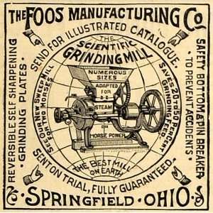  1890 Ad Foos Scientific Grinding Mill Springfield Ohio 