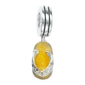  141033 Yellow Sandal Dangle in Sterling Silver with Enamel 