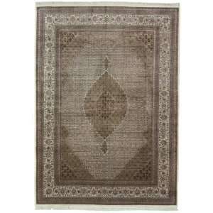  97 x 136 Ivory Persian Hand Knotted Wool Tabriz Rug 