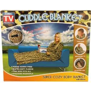  Leopard Print Cuddle Blanket with Sleeves and Pocket