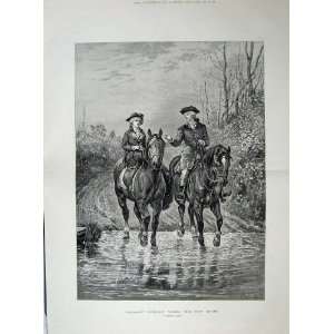  1880 Country Scene Man Woman Romance Horses Hardy Art 