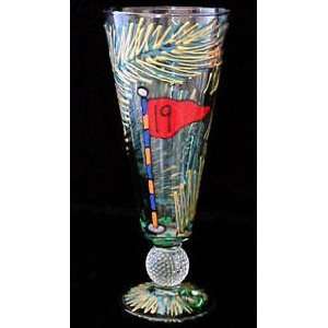Golf   19th Hole Design   Hand Painted   Pilsner   16 oz. with Glass 