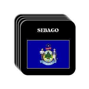  US State Flag   SEBAGO, Maine (ME) Set of 4 Mini Mousepad 