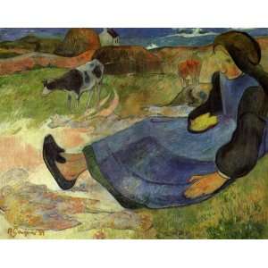  Oil Painting Seated Breton Girl Paul Gauguin Hand 