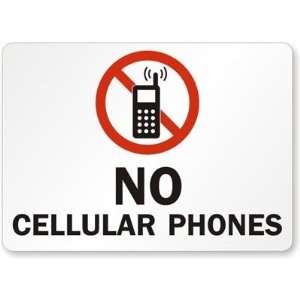 No Cellular Phones with Graphic Plastic Sign, 10 x 7 