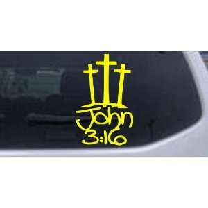  3 Crosses With John 316 Christian Car Window Wall Laptop 