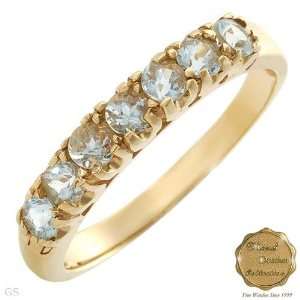  MARCEL DRUCKER Charming Ring With 0.70ctw Genuine Aquamarines Well 