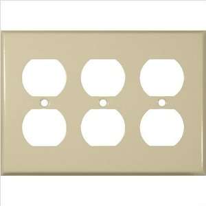   Stainless Steel Metal Wall Plates 3 Gang Duplex Receptacle Ivory 83233