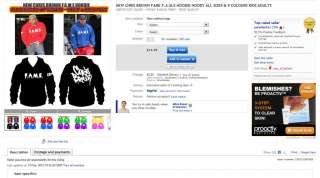 NEW CHRIS BROWN FORTUNE FAME HOODIE HOODY ALL SIZES & 10 COLOURS KIDS 