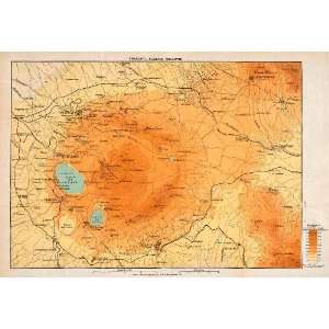  1908 Lithograph Map Altitude Mount Cavo Frascati Albano 