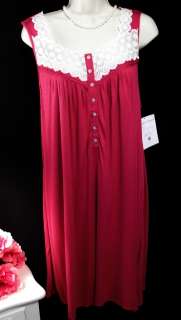 NWT XL Eileen West♥Nightgown♥Modal Cranberry Rose Gown NEW $68 