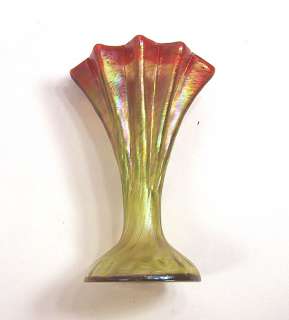 Rindskopf Bohemian Art Nouveau Jugendstil Iridescent Vase  