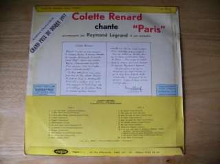 LP Colette Renard Chante Paris Disques Vogue LD 337 30  