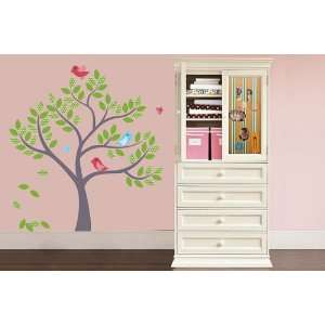   Tree Vinyl Wall Decal with 3 Birds and Butterflys 