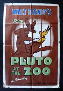 PLUTO AT THE ZOO * MOVIE POSTER WALT DISNEY 40S  