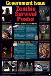 POSTER ~ ZOMBIE SURVIVAL GUIDE GOVERNMENT ISSUE Zombies  