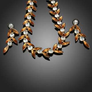 ARINNA citrine earrings necklace Set Swarovski Crystal  