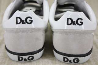 Mens D&G Dolce Gabbana Butterfly White Patent Velcro Sneakers tennis 