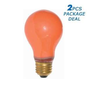  SUNLITE 40w A19 120v Medium Base Orange Bulb x 2 Pcs