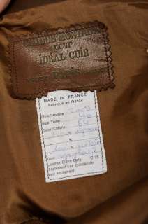 CLAUDE MONTANA PARIS Brown Leather Pencil Skirt Mini FRANCE  