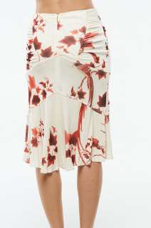 New Roberto Cavalli Womens Skirt Ivory/Red Floral Sz 38  