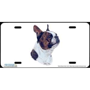 4233 Brown Boston Terrier Dog License Plate Car Auto Novelty Front 