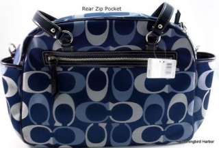 NWT Coach 18376 Addison Signature Baby Diaper Bag Tote Purse Navy Blue 