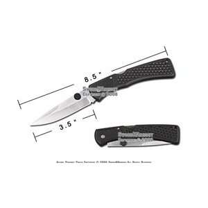 Black 440 Stainless Steel Lock Back Folder Knife.  Sports 