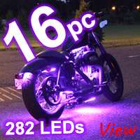 10pc PURPLE LED FLEXIBLE STRIP KIT MOTORCYCLE LIGHTS  