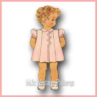 Vtg 1940s Girls Dress Pattern with Zig Zag front ~ size 1yr  