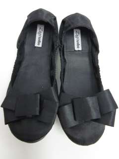 ZIGI SOHO Black Satin Bow Detail Flats Shoes Sz 8  
