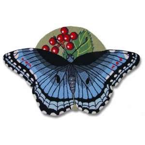   Butterfly Kisses Shaped Rug, Blue, 45 Inch by 29 Inch