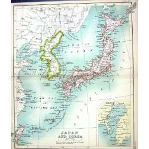 ANTIQUE MAP c1901 JAPAN COREA KOREA HONDO YESSO FORMOSA KOKIO KAZUSA 