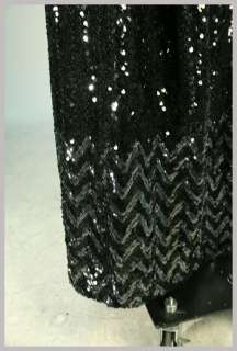 Vintage 70s 80s Black Sequin Covered Evening Dress w Sheer Overlay NWT 