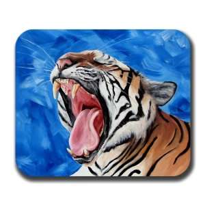  Tiger Yawn Cat Art Mouse Pad 