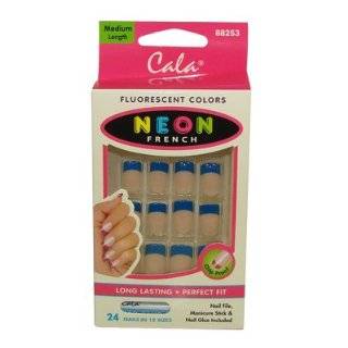 Cala French Neon Medium Length Chip Proof Fake Nails 24 pcs Nail File 