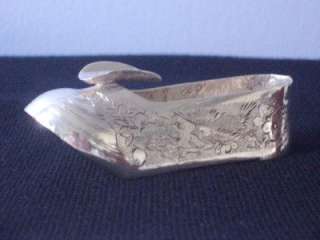   CHINESE EXPORT STERLING SILVER SHOE ASHTRAY BIRDS ~ZEE SUNG~ SHANGHAI