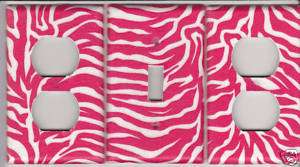 Pink Zebra Print Light Switch Cover & Outlet Plates NEW  