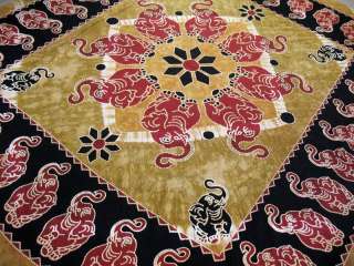   floral and Elephant motif, from Jaipur India. Size 88 x 84 (Twin